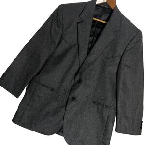 Vtg Circle S Dallas Texas Blazer Men's 42R‎ Gray/Black Tweed Western Style